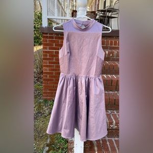 Paris Sunday Juniors Sleeveless Sateen Mockneck Flare Lilac Purple Dress Medium